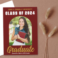 Maroon Gold Graduate Photo Modern Bold Graduation