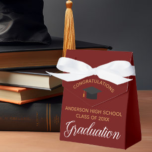 Maroon Gold Graduation Party Chic Custom Favour Box