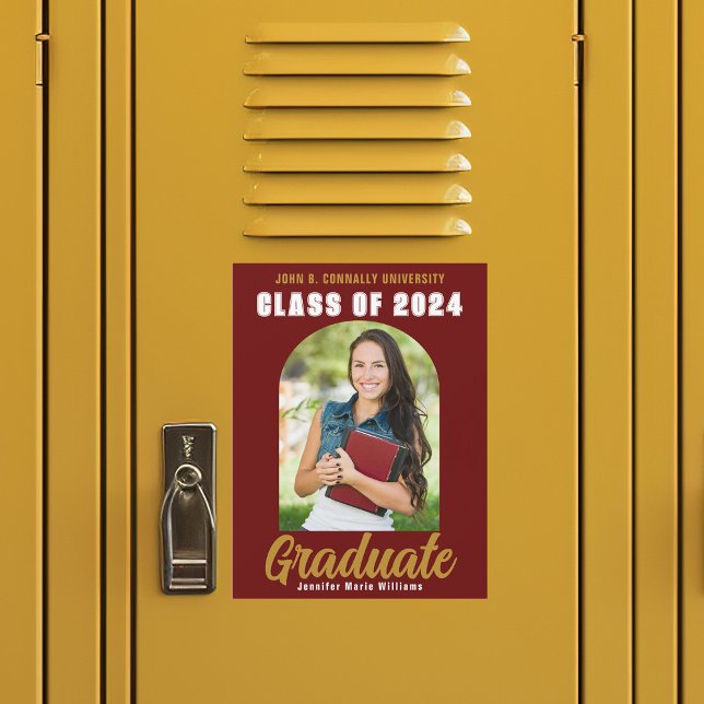 Maroon Gold Graduation Photo Class of 2024 Magnet (Creator Uploaded)