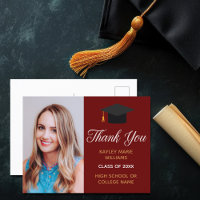 Maroon Gold Graduation Photo Graduate Thank You