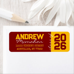 Maroon & Gold Graduation Return Address Labels