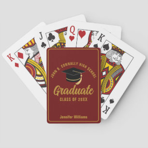 Maroon Gold High School Graduate Custom Graduation Playing Cards