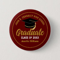 Maroon Gold High School Graduate Custom Name Tag