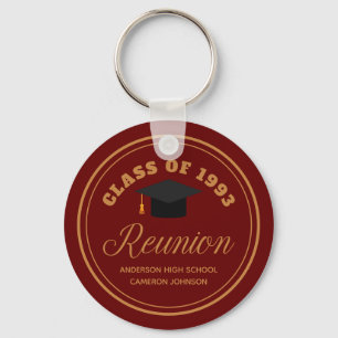 Maroon Gold High School Reunion Custom Alumni Key Ring
