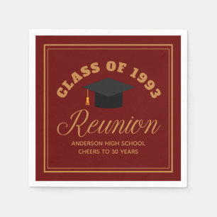 Maroon Gold High School Reunion Personalised Party Napkin