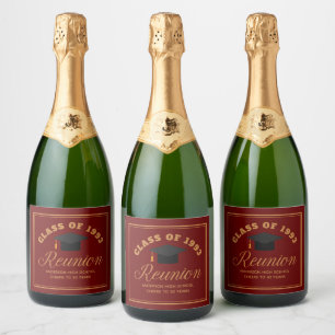 Maroon Gold High School Reunion Personalised Party Sparkling Wine Label
