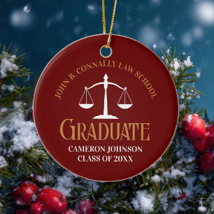 Maroon Gold Law School Graduate Christmas Ceramic Ornament