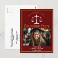 Maroon Gold Law School Graduation Party Invitation