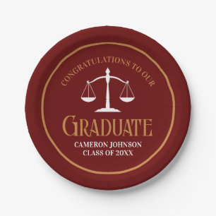 Maroon Gold Law School Graduation Party Paper Plate