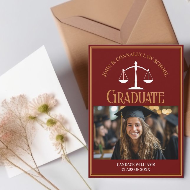 Maroon Gold Law School Graduation Photo Announcement (Creator Uploaded)