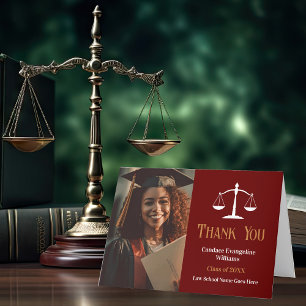 Maroon Gold Law School Graduation Photo Thank You Card