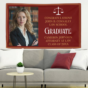 Maroon Gold Law School Photo Graduation Party Banner