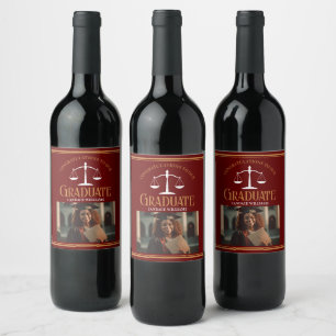 Maroon Gold Law School Photo Graduation Party Wine Label