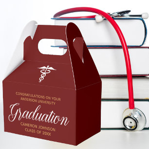 Maroon Gold Medical School Graduation Party Favour Box
