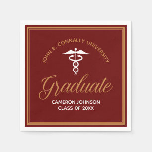 Maroon Gold Medical School Graduation Party Napkin
