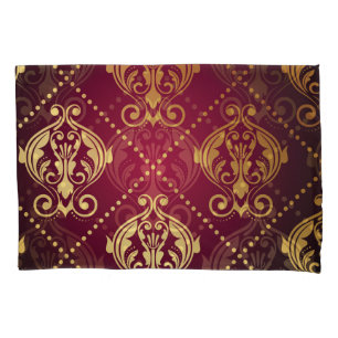 Maroon Gold Ornament Vintage Wallpaper Pillowcase