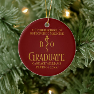 Maroon Gold Osteopathic Medical School Graduation Ceramic Ornament
