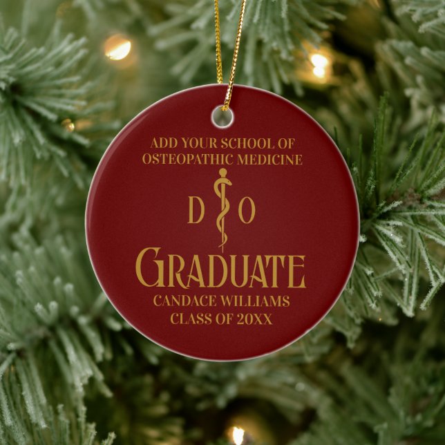 Maroon Gold Osteopathic Medical School Graduation Ceramic Ornament (Tree)