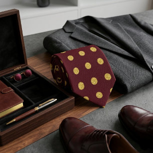 Maroon & Gold Polka Dot Tie