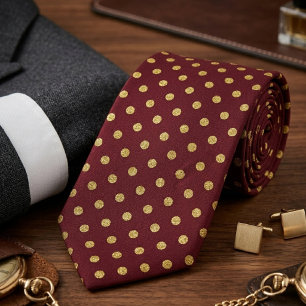 Maroon & Gold Polka Micro Dot Tie