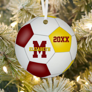 maroon gold school sports team colours soccer metal tree decoration