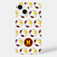 maroon gold soccer balls pattern monogrammed