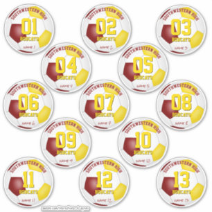 Maroon gold soccer team gift ideas set of 13