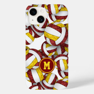 Maroon gold team colours girly volleyballs Case-Mate iPhone 14 case