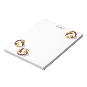 maroon gold team colours girly volleyballs notepad