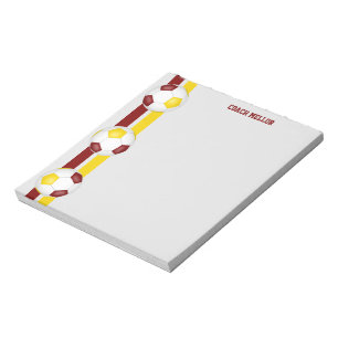 maroon gold team colours soccer coach custom notepad