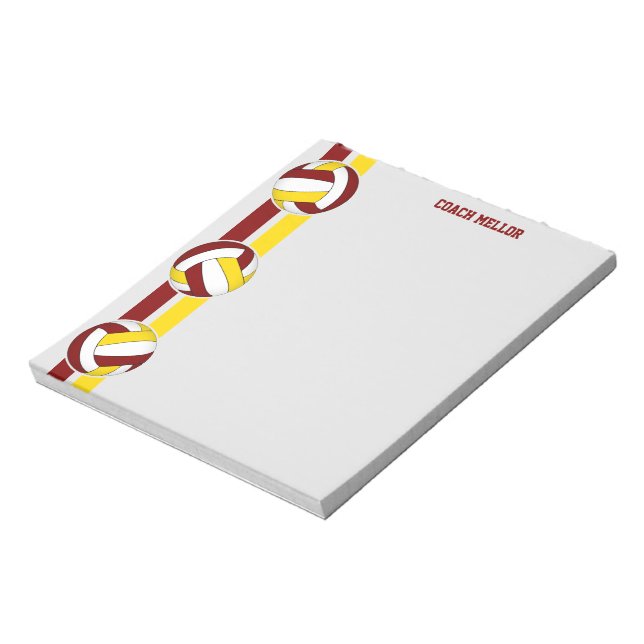 maroon gold team colours volleyball coach custom notepad (Rotated)