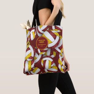 maroon gold team colours volleyball coach tote bag