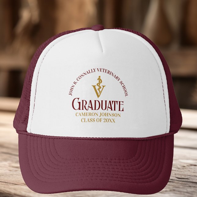 Maroon Gold Veterinary School Graduation Custom Trucker Hat (Creator Uploaded)
