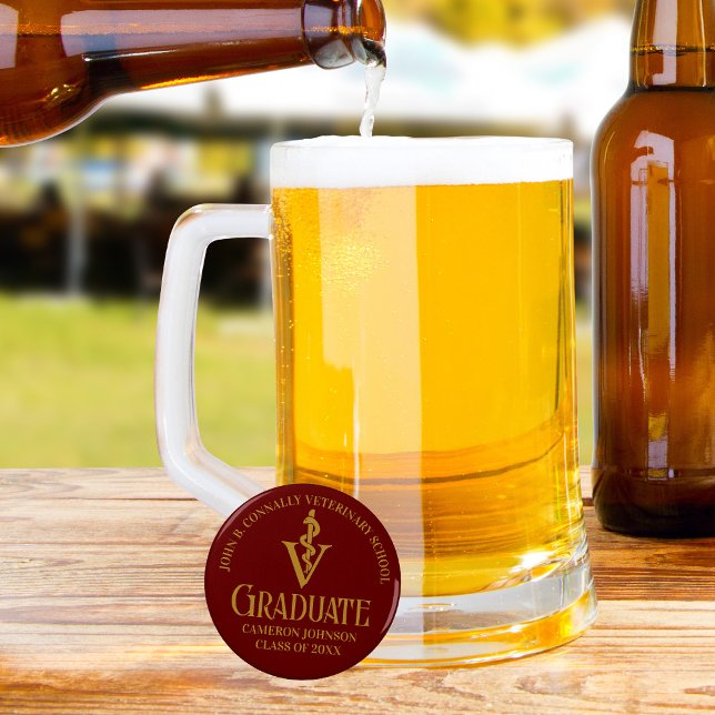 Maroon Gold Veterinary School Graduation Party Bottle Opener (Creator Uploaded)