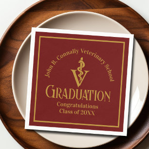 Maroon Gold Veterinary School Graduation Party Napkin