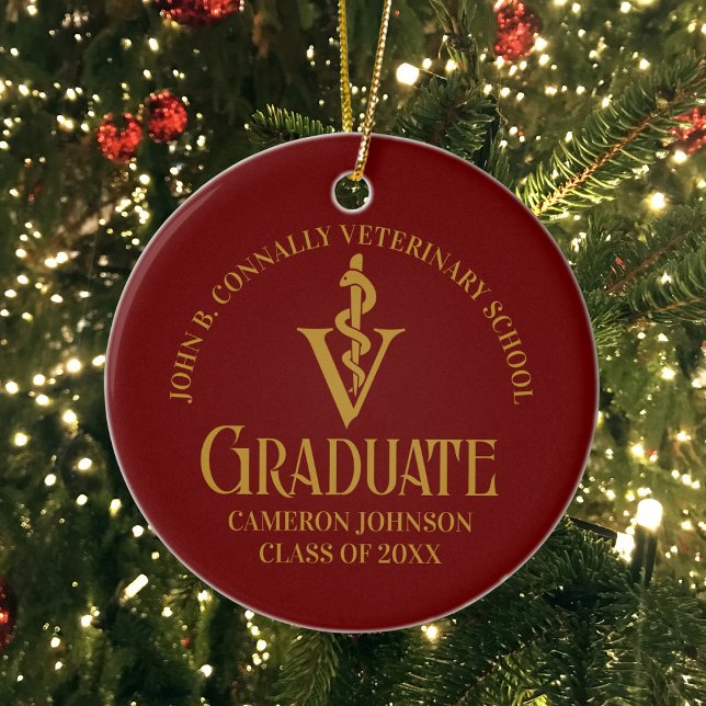Maroon Gold Veterinary School Photo Graduation Ceramic Ornament (Creator Uploaded)