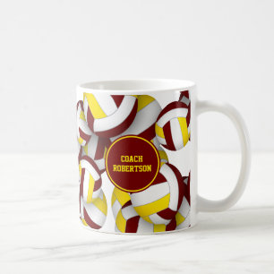 maroon gold volleyball team colours coach gift coffee mug