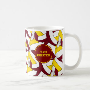 maroon gold volleyball team colours coach gift coffee mug