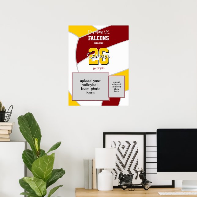 maroon gold volleyball team colours commemorative poster (Home Office)