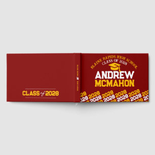 Maroon & Gold Yellow Graduation Personalised Guest Book