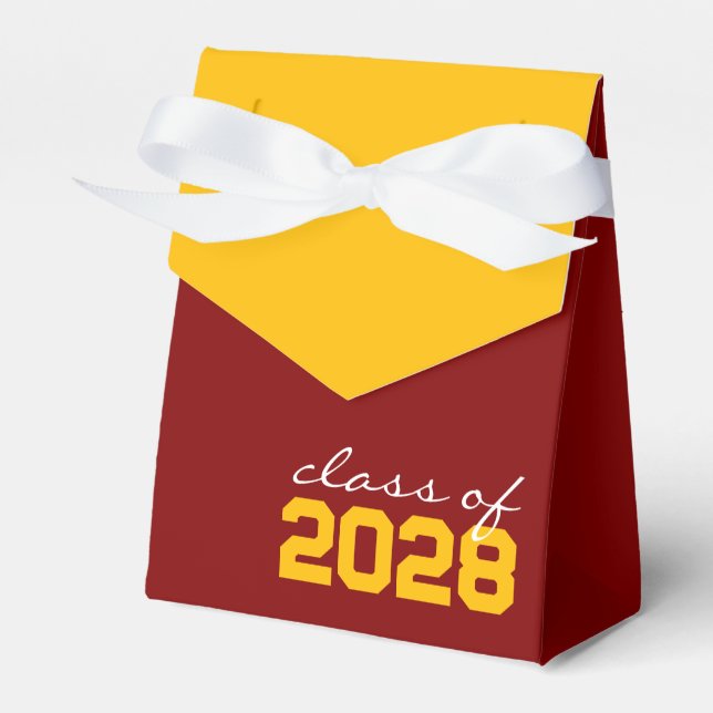 Maroon & Golden Yellow Graduation Favour Boxes (Front Side)