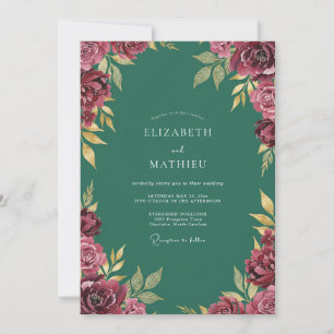 Maroon Grandiose Autumnal Wedding Invitation