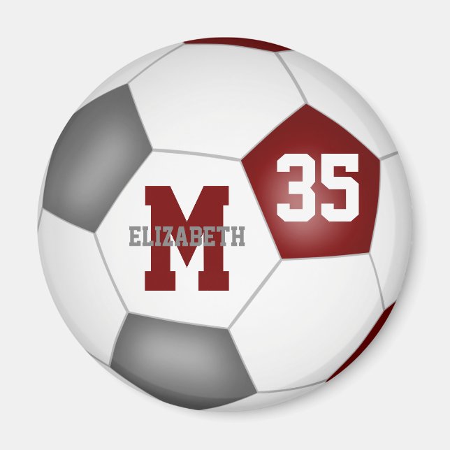maroon grey custom soccer team colours magnet (Front)