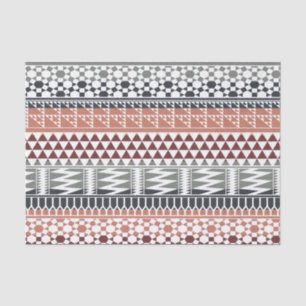 Maroon Grey Geometric Aztec Tribal Print Pattern Tissue Paper