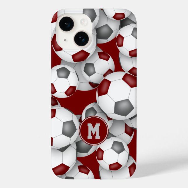 Maroon grey soccer team colours sports pattern Case-Mate iPhone case (Back)