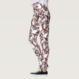 Maroon grey team colours girly volleyballs pattern leggings