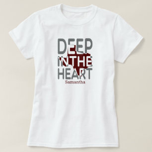 Maroon & Grey TX State Cutout Deep in the Heart T-Shirt
