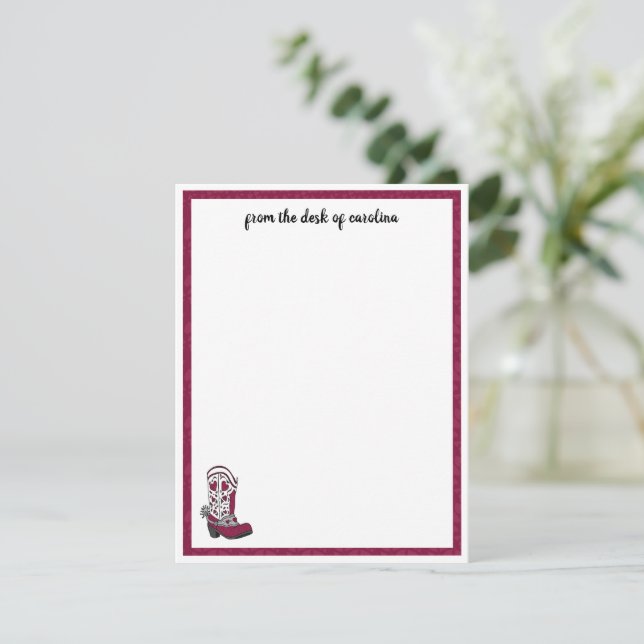 Maroon Heart Patterned Boot Card (Standing Front)