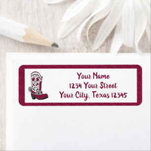 Maroon Heart Patterned Boot Return Address Label