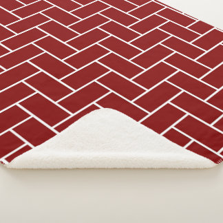 Maroon Herringbone Pattern Sherpa Blanket
